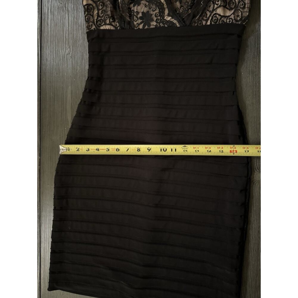 Adrianna Papell Midi Dress Size 8 Black Lace Cap Sleeves Cocktail Party Evening - Picture 7 of 14